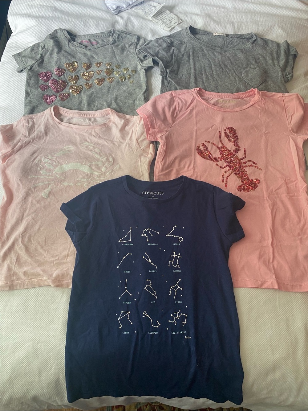 NWOT Crewcuts Girls T-shirts, never worn. Size S (6-7)